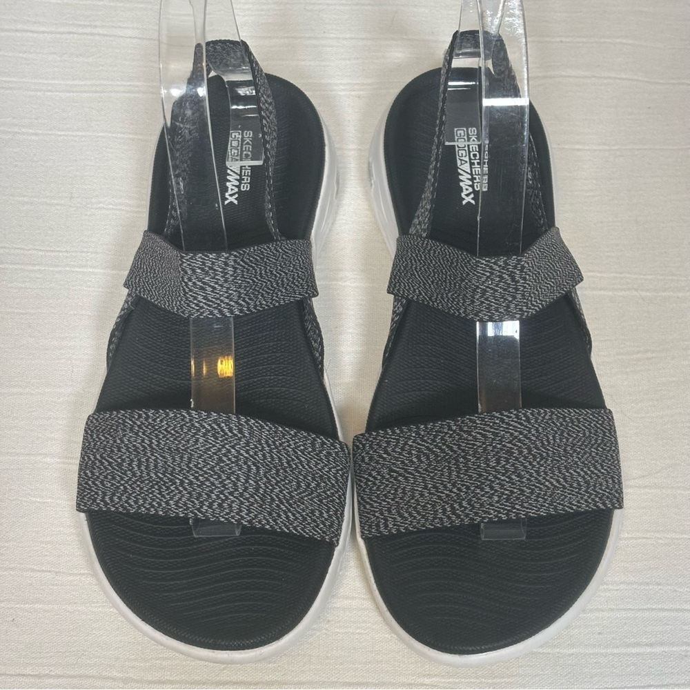 Skechers On-The-Go 600 - Ideal Goga Max Sandal-Black/White-Women Size 9 - Picture 3 of 11